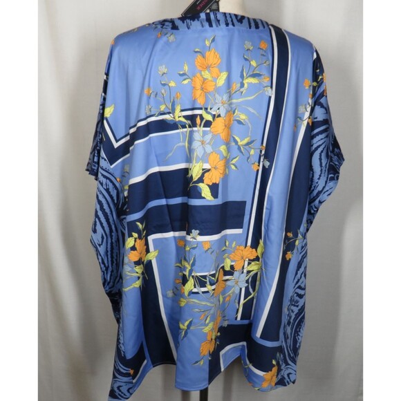 C Wonder Christian Siriano Blue Garden Floral Dolman Flowy Scarf Blouse XS-Small - Picture 8 of 11